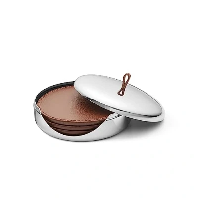 Afbeelding van Georg Jensen Sky glasonderzetters 4 pack Bruin leer