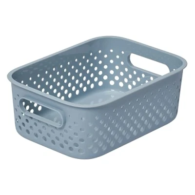 Afbeelding van SmartStore Kleine opbergmand 1,6 l, blauw, keuken, badkamer, kantoor, speelgoedorganizer, vuilnisbak met handgrepen, 10 jaar garantie, nestbaar, 20,5 x 14,5 7,5 cm (l b h)