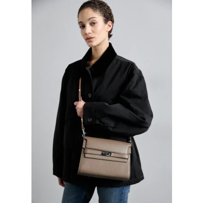 Afbeelding van Tory Burch LEE Radziwill Pebbled Shoulder BAG Handtas, Dames, Maat: One Size, Wild mushroom
