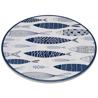 Afbeelding van Placemat Versa Blauw Kurk Keramisch Vissen 20 X 0,6 CM