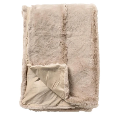 Afbeelding van Dutch Decor ZINZI Plaid 140x180 cm bontlook effen kleur Pumice Stone beige