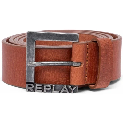 Afbeelding van REPLAY Leren Riem Leather Belt W100 Cognac Lichtbruin