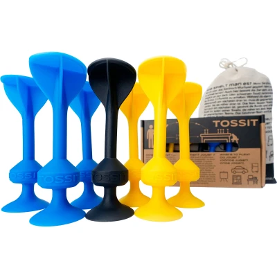 Afbeelding van TOSSIT Spel dart met zuignap, petanque voor binnen en buiten op vloer muur, krachtige duurzame siliconen, Starter Pack, Blauw Geel