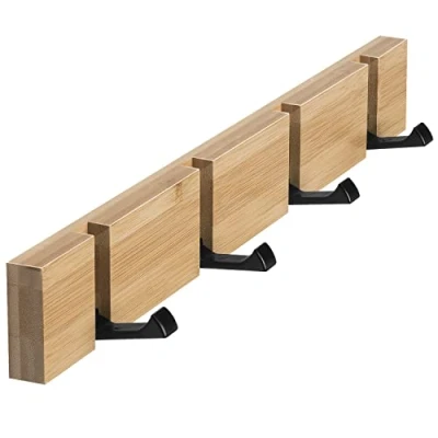 Afbeelding van ANVODE Houten jashaak muur, kapstok jashaken Opvouwbare met 4 haken voor jassen, mantels, hoeden, sjaals, handtassen