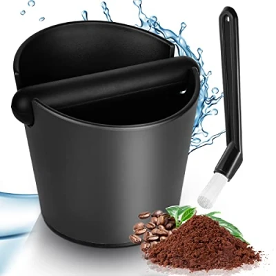 Afbeelding van Espresso afklopbak voor koffiezeefdrager: afslagbox met koffiemachineborstel koffiedik, zeefdragers, koffieklopbox barista accessoires om koffiedik te verzamelen en recyclen