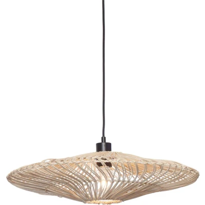 Afbeelding van Good&amp;Mojo Hanglamp Zanzibar Rotan Plat Large Wit 55x55x14cm