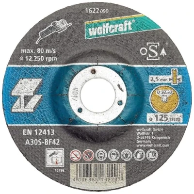 Afbeelding van wolfcraftDoorslijpschijf voor metaal, haaks gebogen I 1622300