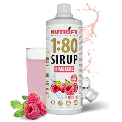 Afbeelding van NUTRIFY Vital Fitness Drink 1:80 siroop 1 l, framboos, drankconcentraat met vitaminen en L carnitine suikervrij, geeft 80 liter sportdrank caloriearm, 1000 ml