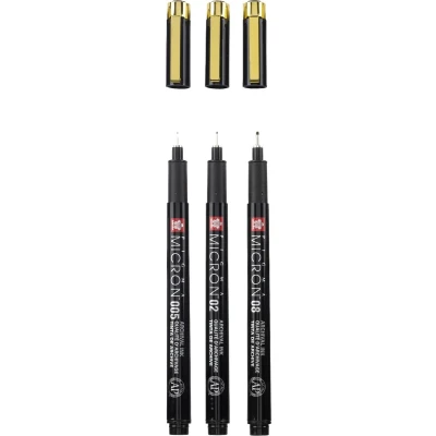 Afbeelding van Sakura Pigma Black and Gold Edition Set 3 in Luxe Etui