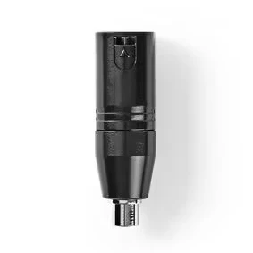 Afbeelding van Nedis XLR Adapter 3 Pins Male RCA Female Vernikkeld Recht Metaal Zwart 1 Stuks Polybag