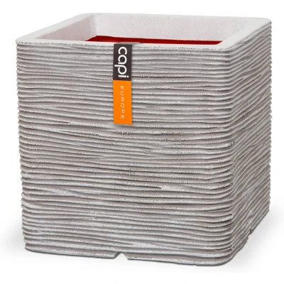 Afbeelding van Plantenbak Nature Rib vierkant 30x30 cm ivoorkleurig KOFI902