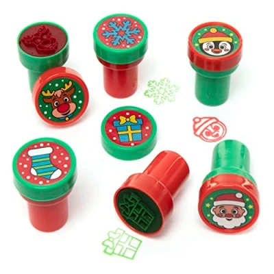 Afbeelding van Baker Ross FC199 Kerst zelf inkbare Foam Stempels pak van 12, Stempelset voor Kinderen, Ideaal Kinder Knutselprojecten