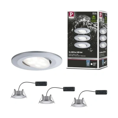 Afbeelding van Paulmann 99929 LED inbouwlamp Calla rond 3 stuks incl. 3x6W IP65 inbouwspots chroom mat kastlicht kunststof 4000 K