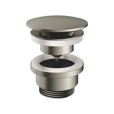 Afbeelding van HotBath Gal Allways open plug met schroef rond Geborsteld Nikkel PVD P708GNP