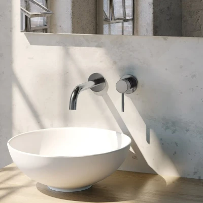 Afbeelding van Brauer Chrome Edition Wastafelmengkraan inbouw gebogen uitloop links hendel lang smal model A 1 chroom