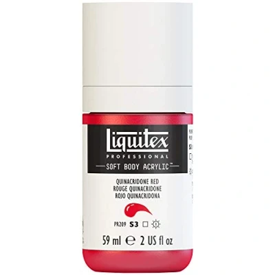 Afbeelding van Liquitex 1959112 Professional Acrylfarbe Soft Body Künstlerfarbe in cremiger deckender Konsistenz, hohe Pigmentierung, lichtecht &amp; alterungsbeständig, 59ml Flasche Quinacridone Rot
