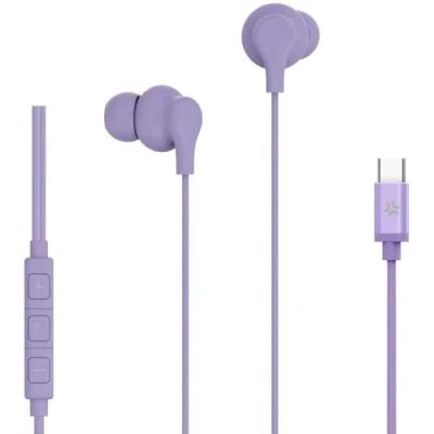 Afbeelding van Celly, In ear hoofdtelefoon met USB C kabel, antwoordknop, volumeregeling, geïntegreerde microfoon, kleur violet