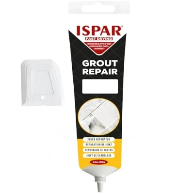 Afbeelding van ISPAR Voegenwit, set 250 g, voegverf voor badkamer en keuken, gebruiksklaar, sneldrogende voegmassa met spatel, tegelvoegen voegenreparatie, geurneutraal praktisch