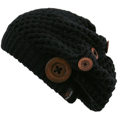 Afbeelding van Chillouts beanie muts Nelly met knopen black in one size