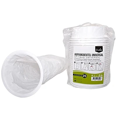 Afbeelding van 50 stuks spuugzakken met mondstuk ondoorzichtig hoge inhoud breekzak poepzak opvangzak spuugzak (50)… (White 25pcs)