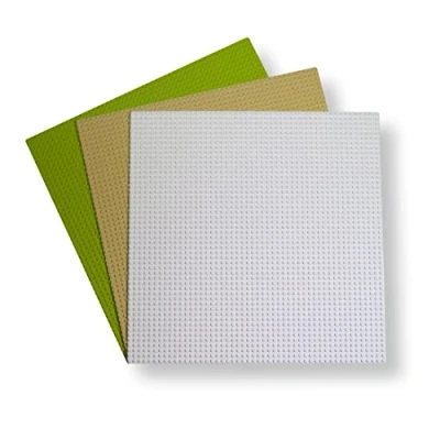 Afbeelding van Klassieke basisplaat voor bouwblokken. Compatibel met alle grote merken. 3 platen van 40 x cm, 50 punten. Lichte kleuren