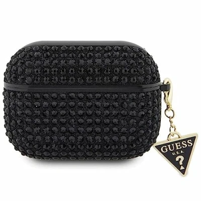Afbeelding van Guess Rhinestones Triangle Logo Airpods Case Apple Pro Zwart