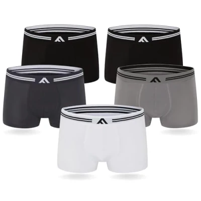 Afbeelding van FM London Super zachte bamboe boxershorts voor heren (5 pack), Zwart, Wit, Grijs, XXL