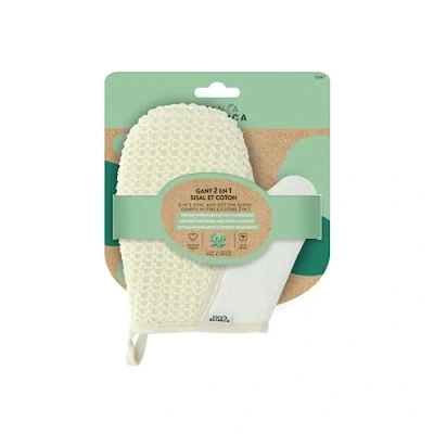Afbeelding van OMNIA BOTANICA 2 in 1 handschoen sisal en katoen Masseert exfolieert het lichaam grondig Verstevigde huid Body Massage Badhandschoen Spa Intensieve peeling