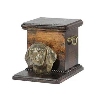 Afbeelding van Art Dog Handgemaakte Aangepaste Hondenherdenkingsurn Koudgegoten Bronzen Hondenkop op Berkenbasis Gepersonaliseerde Hondencrematiedoos 19x31x22cm Brak