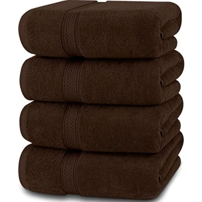 Afbeelding van Utopia Towels Badhanddoekenset, donkerbruin Premium 600 g/m² 100% ringgesponnen katoen sneldrogend, zeer absorberend, zacht aanvoelende handdoeken, perfect voor dagelijks gebruik (set van 4