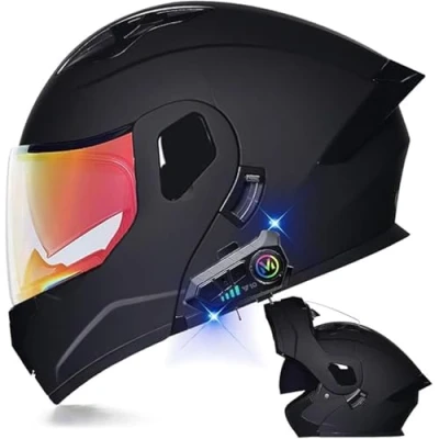 Afbeelding van Motorhelm met Bluetooth Heren Dames Modulaire helm Motor opklaphelm Dubbel vizier Integraalhelm Volwassen ECE gecertificeerd A,M57 58CM