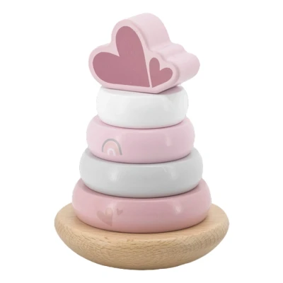 Afbeelding van Label Roze Houten Tuimelring Piramide LLWT 25224