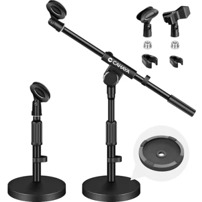 Afbeelding van CAHAYA 3 in 1 verbeterde desktopmicrofoonstandaard: verstelbare tafel microfoonstandaard met 180 draaibare microfoonclip, geschikt voor vergadergesprekken, games en live uitzendingen, CY0360