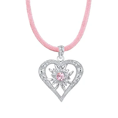 Afbeelding van Elli Dames Halsketting Hart Edelweiss met Kristallen in 925 Sterling Zilver
