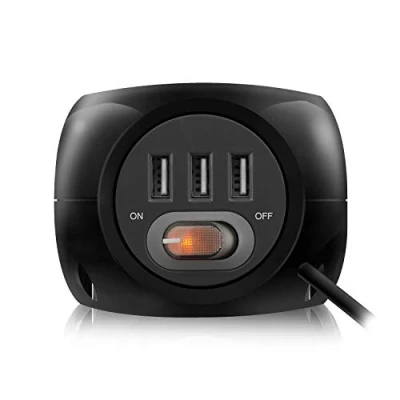 Afbeelding van Ewent Powercube met USB 3 stopcontacten laders Kabel 1.5m Stekkerblok kubus zwart EW3938