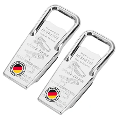Afbeelding van Westmark 2x Flesopener en dop, voor schroefdoppen, 3 in 1, staal/rubber, 8,6 x 3,7 1,5 cm, Hermetus, zilver/rood, 618322E3