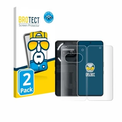 Afbeelding van BROTECT Screenprotector voor Nothing Phone (3a) (Voor+Achter) Folie Beschermfolie transparant volledig dekking (2 Stuks)