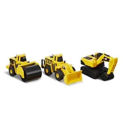 Afbeelding van CAT CatToysOfficiële constructie gegoten metaal 3 pack voertuigen stoomrol/graafmachine/wiellader voor kinderen vanaf jaar