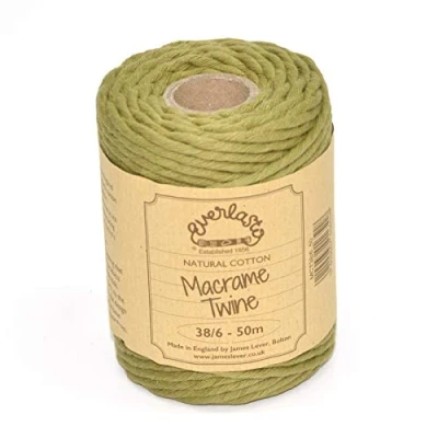 Afbeelding van 50M Spoelen Everlasto Single Twist Zacht Katoen Gekleurd Macrame Craft Twine 38/6 (ongeveer 4 mm) (Sage Green)