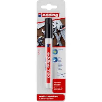 Afbeelding van edding 750 lakmarker zwart 1 verfstift ronde punt 2 4 mm voor markeren en labelen van metaal, glass, steen of plastic hittebestendig, permanent, veegvast watervast
