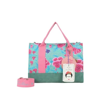 Afbeelding van Fritzi aus Preußen schoudertas utensil zak Canvas x Frida Kahlo Tote Bag Limited Flower Green groene