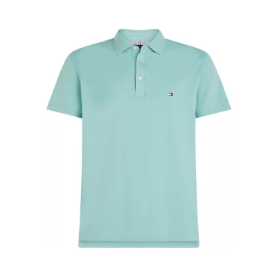 Afbeelding van Tommy Hilfiger heren 1985 slim fit polo met logoborduring in de kleur Mint, maat: XL