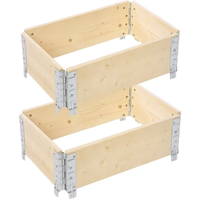 Afbeelding van Garronda Palletrand 2 Pack 60x40x20 cm Natuurlijk Bloemen Kruiden Palletframe Natuurlijke Verhoogde Bloembedden GD BUD PAL