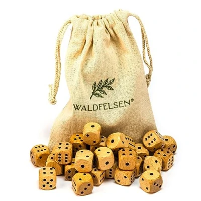 Afbeelding van Waldfelsen 6, 12, 20, 30 of 50 hoogwaardige houten kubussen van echt beukenhout, standaard 16 mm met stoffen zak, kubusset (blanco, stuks)