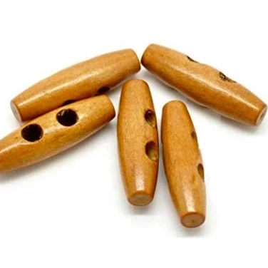 Afbeelding van CansyY 20 knopen hout bruin, houten knevel, mantel knoppen, ovale 4 x 1,2 cm 2 gaten