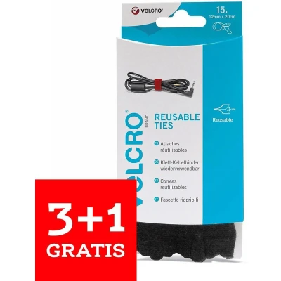 Afbeelding van VELCRO® VEL EC60466 Klittenband kabelbinder Om te bundelen Haak en lusdeel (l x b) 200 mm 12 Zwart 15 stuk(s)