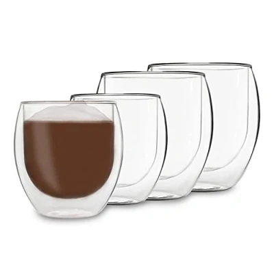Afbeelding van DUOS® Jumbo latte macchiato glazen set (2 x 2 maten dubbelwandige macchiato, koffieglazen, theeglazen, cappuccinoglazen, ijskoffie, thermoglazen, dubbelwandig, espressokopjes