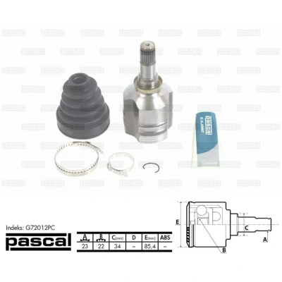 Afbeelding van Homokineet reparatie set, aandrijfas PASCAL G72012PC