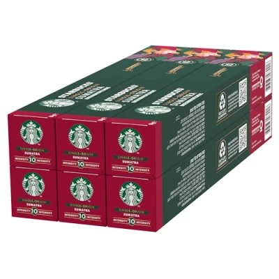 Afbeelding van STARBUCKS Single Origin Sumatra by Nespresso, Dark Roast, Koffiecapsules 6 x 10 (60 Capsules)