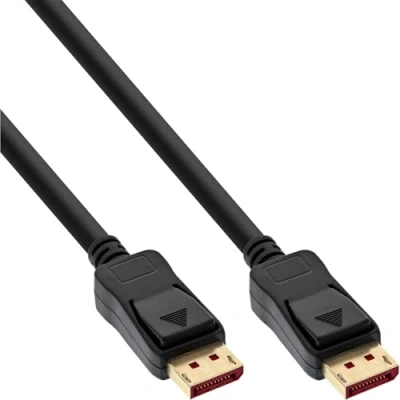 Afbeelding van InLine DisplayPort 1.4 kabel, zwart, vergulde contacten, 2m (2 m, DisplayPort), Videokabel